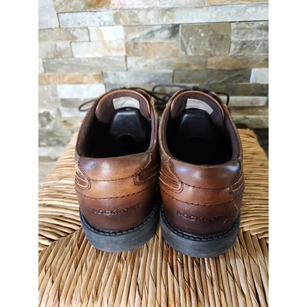 Rockport Style Leader 2 Apron Toe Oxford Brown Leather Dress Shoes Men's 11